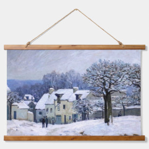 Alfred Sisley - Place Chenil in Marly, Schneeeffek Wandteppich Mit Holzrahmen