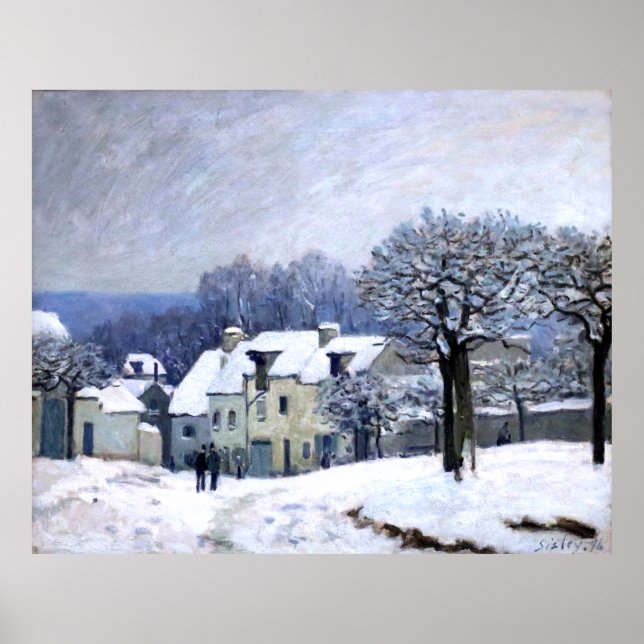 Alfred Sisley Place du Chenil in Marly, Schnee Poster (Vorne)