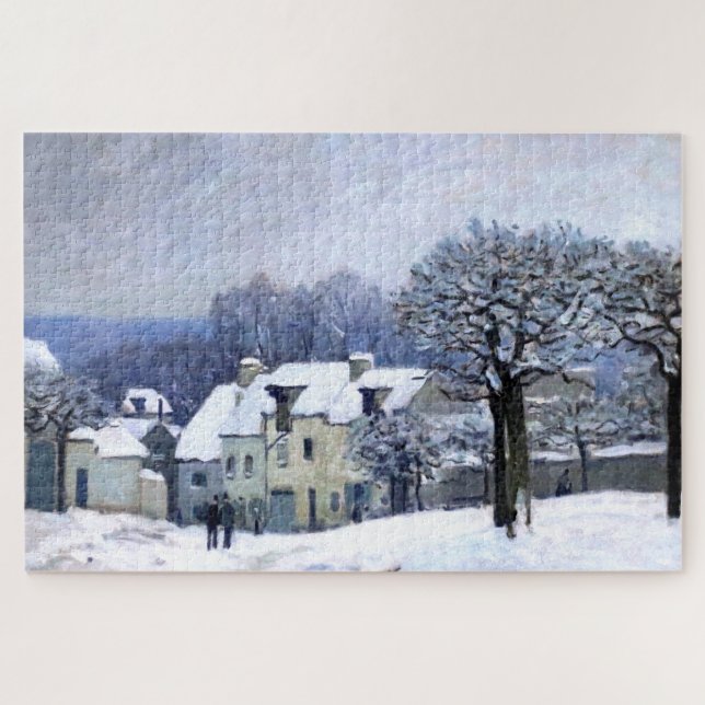 Alfred Sisley Place du Chenil in Marly, Schnee Puzzle (Horizontal)