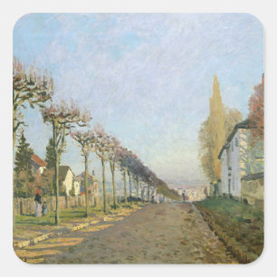 Alfred Sisley   Rue de la Machine, Louveciennes Quadratischer Aufkleber