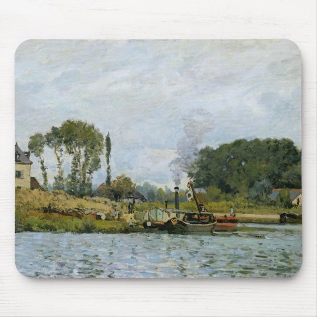 Alfred Sisley | Schiffe an der Schleuse von Bougiv Mousepad (Vorne)