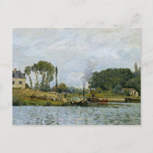 Alfred Sisley   Schiffe an der Schleuse von Bougiv Postkarte