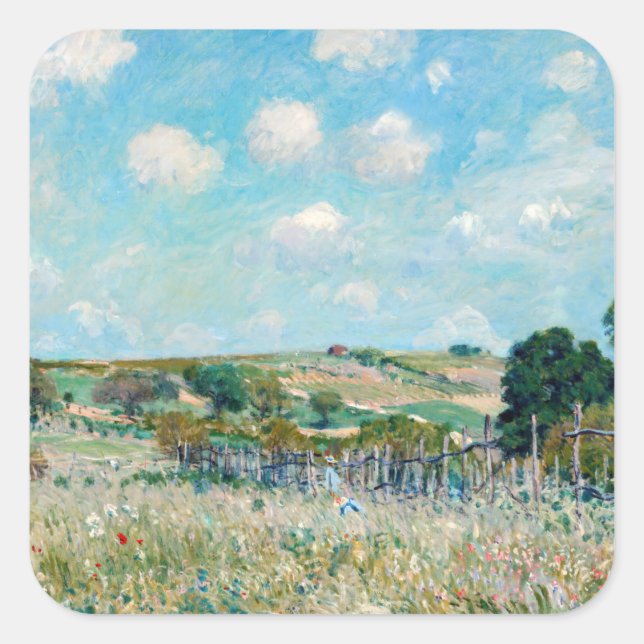 Alfred Sisley - The Meadow Quadratischer Aufkleber (Vorderseite)