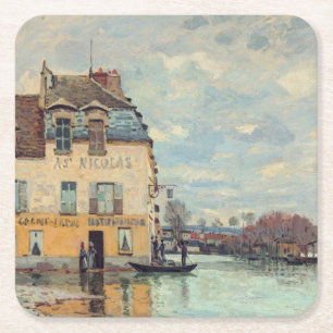 Alfred Sisley - Überschwemmung in Port-Marly 1872 Rechteckiger Pappuntersetzer