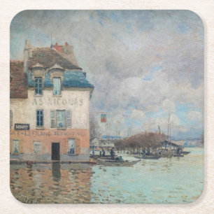 Alfred Sisley - Überschwemmung in Port-Marly 1876 Rechteckiger Pappuntersetzer