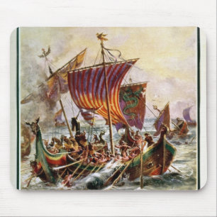 Alfreds Galeeren, die den Viking-Drachen in Mousepad