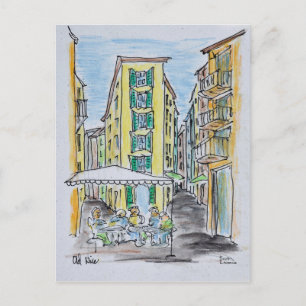 Alfresco-Essen im alten Nizza Nizza, Frankreich Postkarte