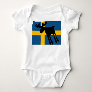Älg / Moose med Svenska flaggan Baby Strampler