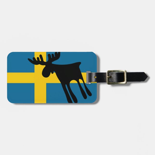 Älg / Moose med Svenska flaggan Gepäckanhänger (Vorderseite horizontal)
