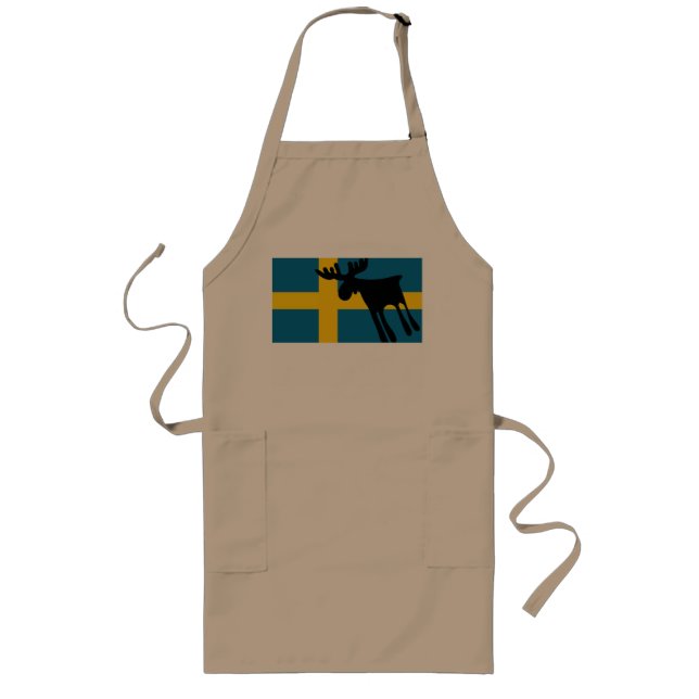 Älg / Moose med Svenska flaggan Lange Schürze (Vorne)