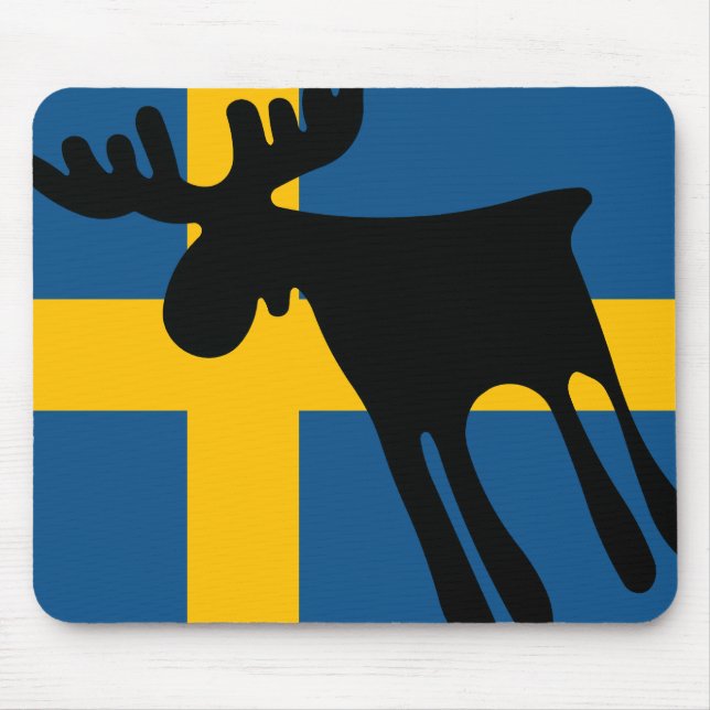 Älg / Moose med Svenska flaggan Mousepad (Vorne)