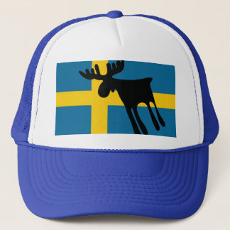 Älg / Moose med Svenska flaggan Truckerkappe