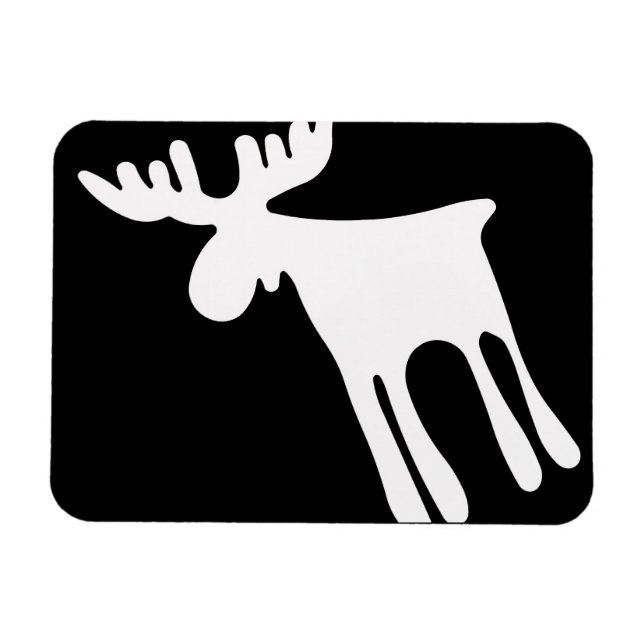 Älg / Moose, vit Magnet (Horizontal)