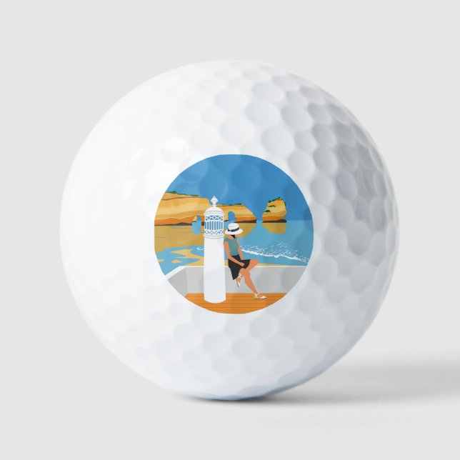Algarve Beach Girl Reisen Vintag Golfball (Vorderseite)