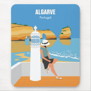 Algarve Beach Girl Reisen Vintag Mousepad
