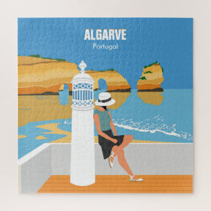 Algarve Beach Girl Reisen Vintag Puzzle