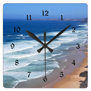 Algarve Beach, Portugal Quadratische Wanduhr
