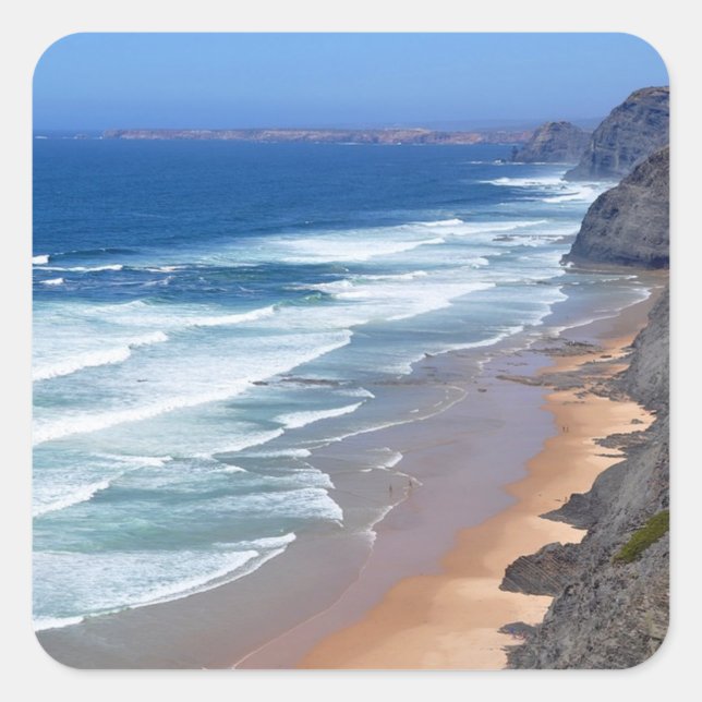 Algarve Beach, Portugal Quadratischer Aufkleber (Vorderseite)