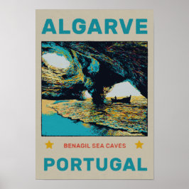 Algarve Benagil Höhlenstrand Portugal Jahrgang Rei Poster