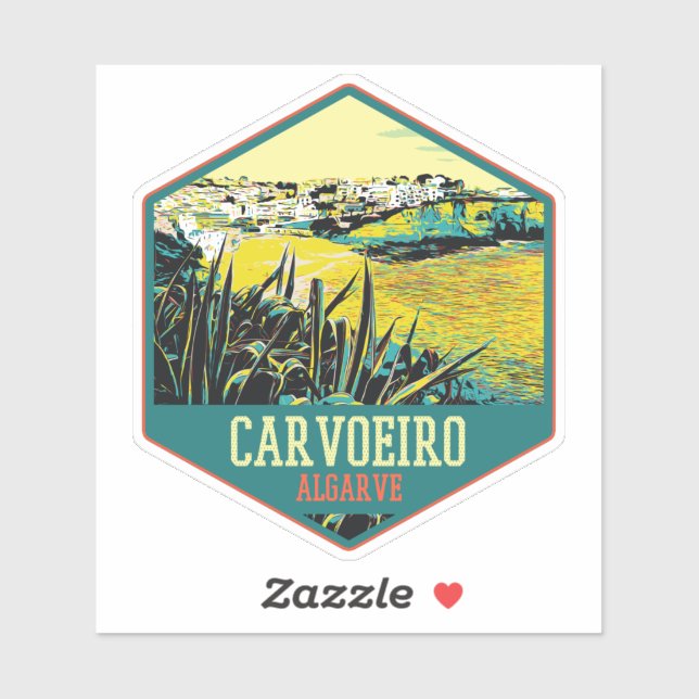 Algarve Carvoeiro Beach Illustration Portugal Aufkleber (Blatt)