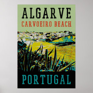 Algarve Carvoeiro Strand Portugal Jahrgang Reise Poster