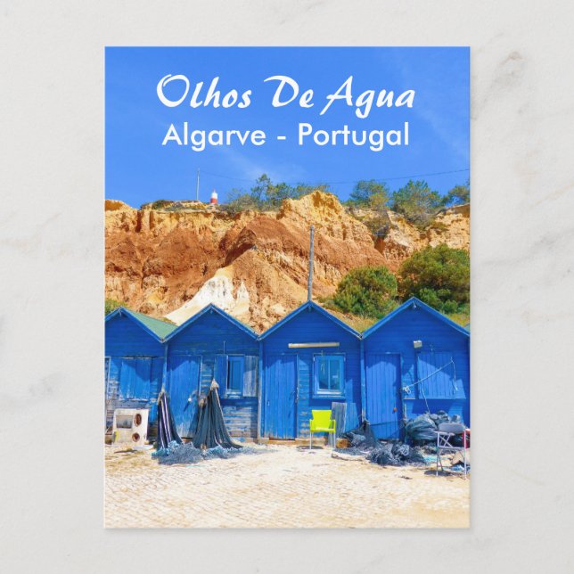 Algarve Fisherman Huts in Olhos De Agua Portugal Postkarte (Vorderseite)