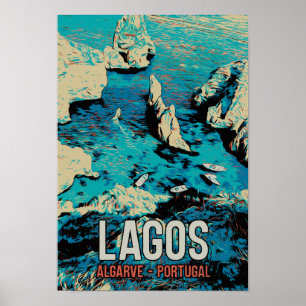 Algarve Lagos Küste Portugal Vintage Poster