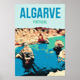 Algarve Marinha Strand Portugal Vintage Poster