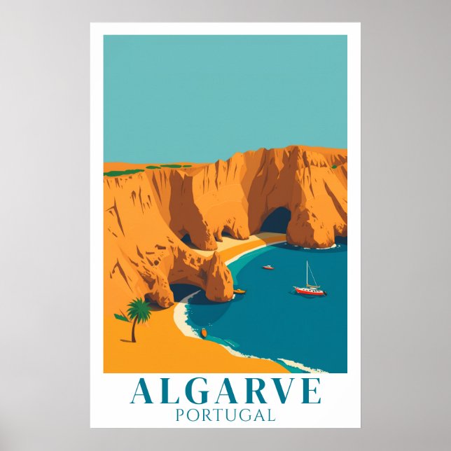 Algarve Portugal Beach Vintage Travel Art Poster (Vorne)
