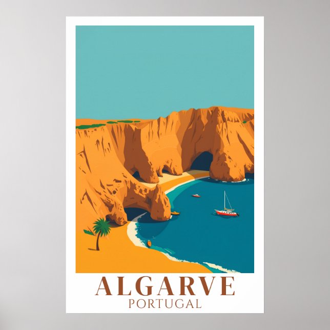 Algarve Portugal Beach Vintage Travel Art Poster (Vorne)