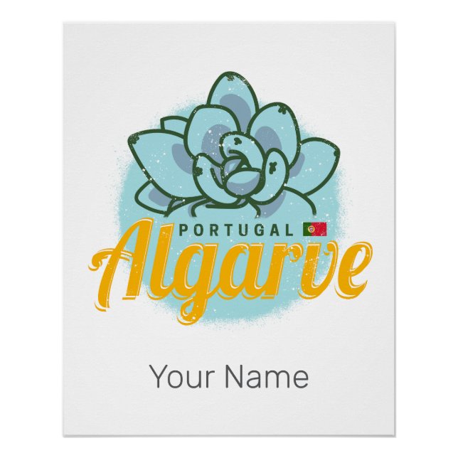 Algarve Portugal Blume Sukkulent Vintag Souvenir Poster (Vorderseite)