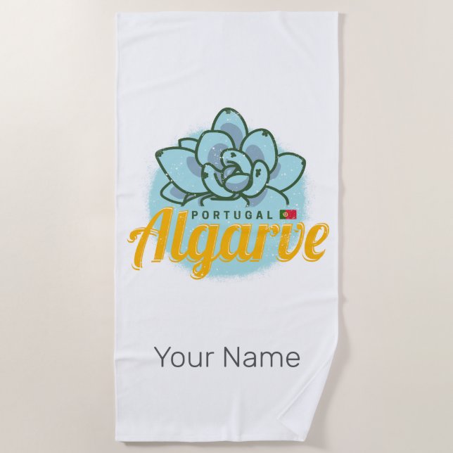 Algarve Portugal Blume Sukkulent Vintag Souvenir Strandtuch (Vorderseite)