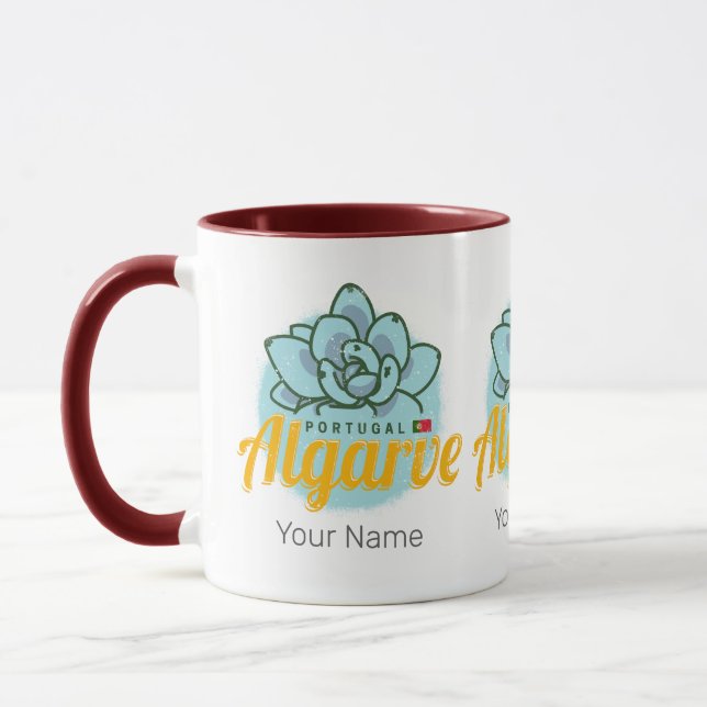 Algarve Portugal Blume Sukkulent Vintag Souvenir Tasse (Links)