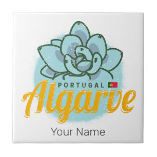 Algarve Portugal Blume Sukkulente Vintage Souvenir Fliese