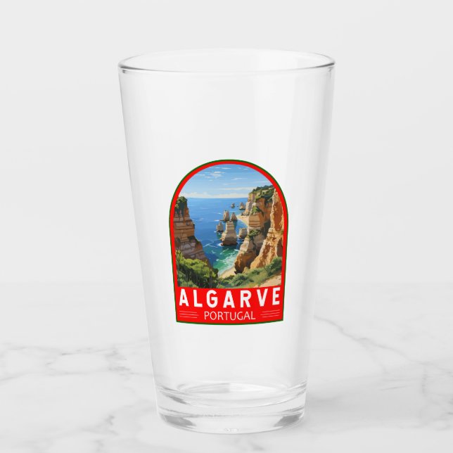 Algarve Portugal Reisen Art Vintag Glas (Vorderseite)