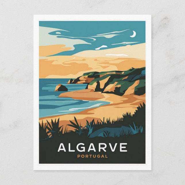 Algarve Portugal Reisen Retro Postkarte (Vorderseite)