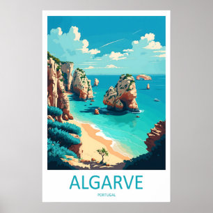 Algarve Portugal Reiseplakat Vintage Ski Poster