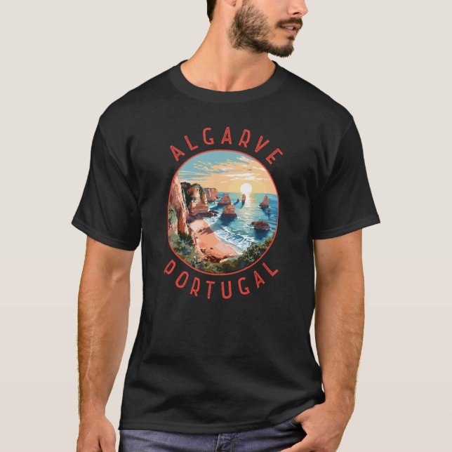 Algarve Portugal Retro-Distressed Circle T-Shirt (Vorderseite)