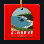 Algarve Portugal Retro Reisen Vintag Keramikornament<br><div class="desc">Algarve Vektorgrafik Design. Die Algarve,  Portugals südlichste Region,  ist für ihre atlantischen Strände und Golfplätze bekannt.</div>