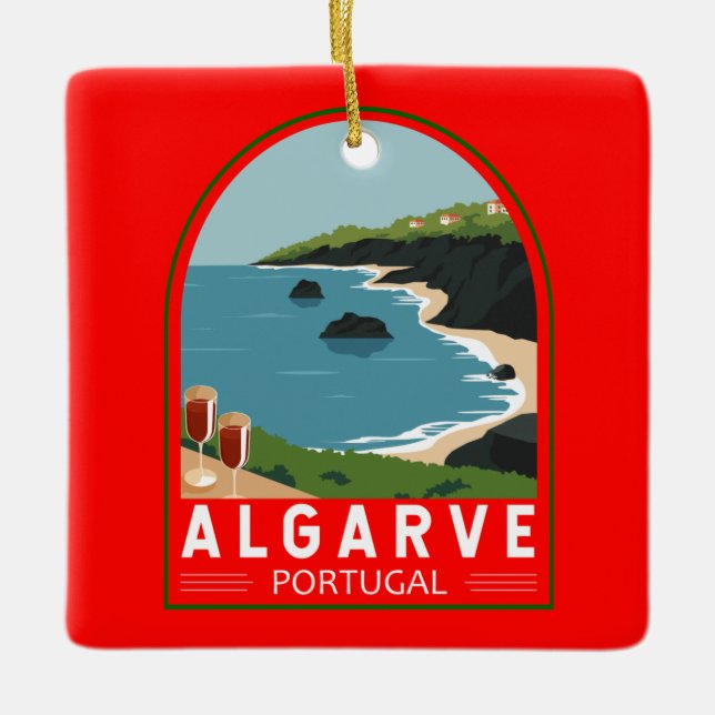 Algarve Portugal Retro Reisen Vintag Keramikornament (Vorderseite)
