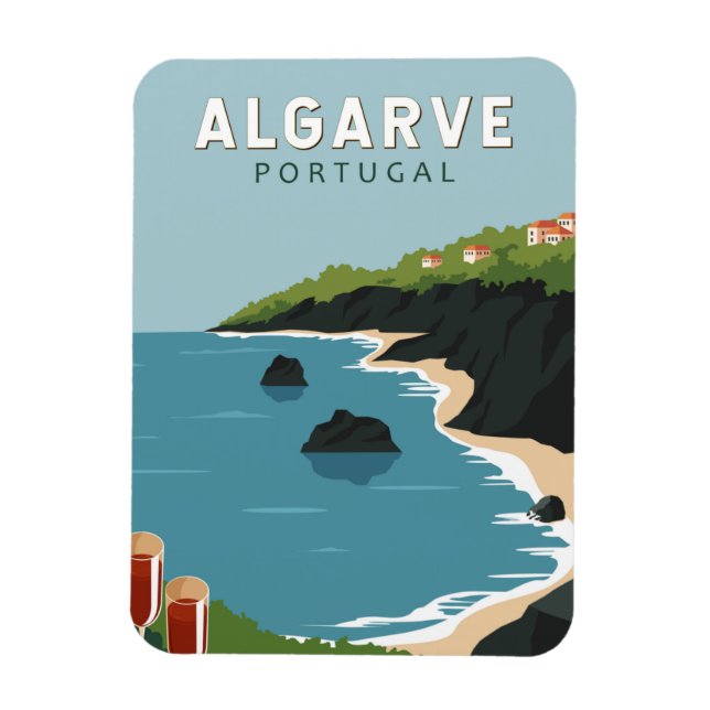 Algarve Portugal Retro Reisen Vintag Magnet (Vertikal)