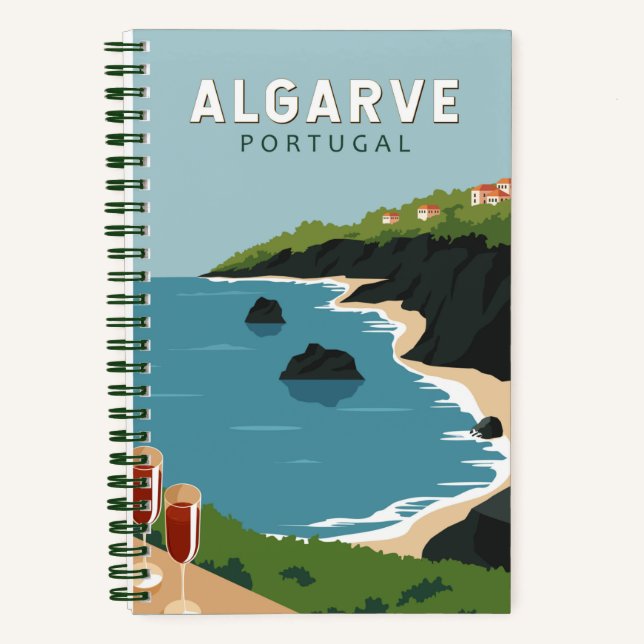 Algarve Portugal Retro Reisen Vintag Notizbuch (Vorderseite)