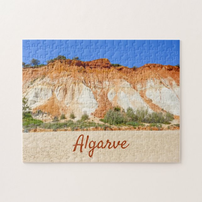 Algarve Portugal Strand mit roten Felsen Puzzle (Horizontal)