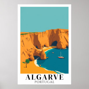 Algarve Portugal Strand Vintage Reise Kunst Poster