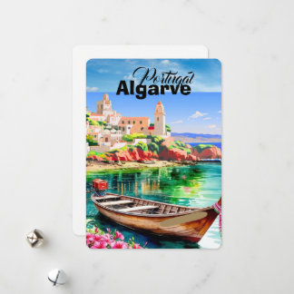 Algarve Portugal Travel Postcard Art, Portugal Tra Feiertagskarte