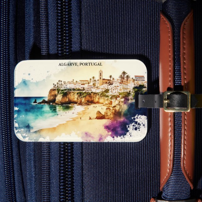 Algarve Portugal Wasserfarbenreise Gepäckanhänger (Vorderseite Insitu 4)