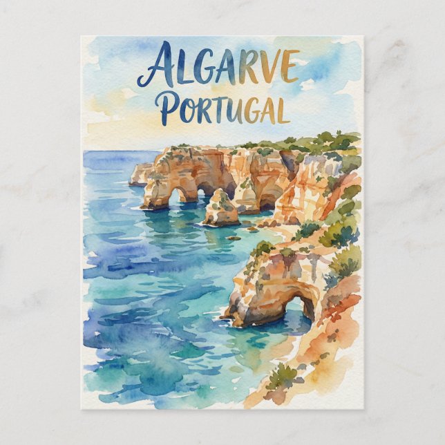 Algarve Portugal water color Postkarte (Vorderseite)