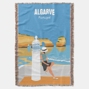 Algarve-Strand-Mädchen-Reise im Vintage-Stil Decke