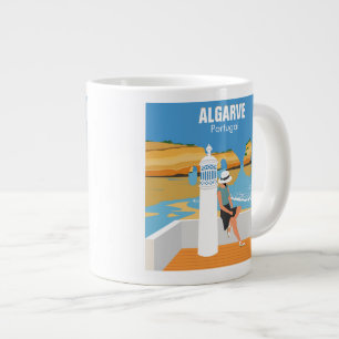 Algarve-Strand-Mädchen-Reise im Vintage-Stil Jumbo-Tasse