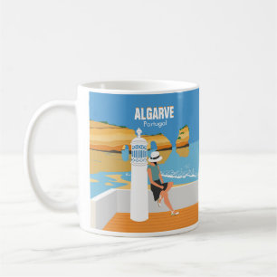 Algarve-Strand-Mädchen-Reise im Vintage-Stil Kaffeetasse